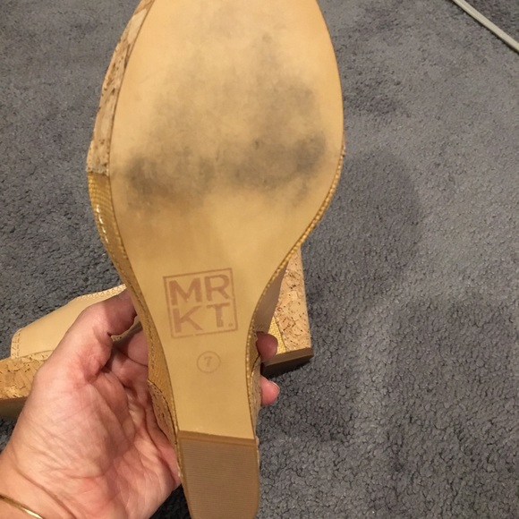 Market leather sling-back cork wedges - Picture 5 of 8